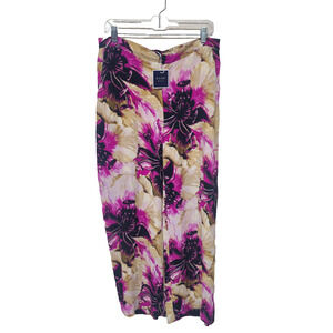 Kari Floral Wide Leg Pants Size L Tropical Artsy Office Spring Bloomcore Resort